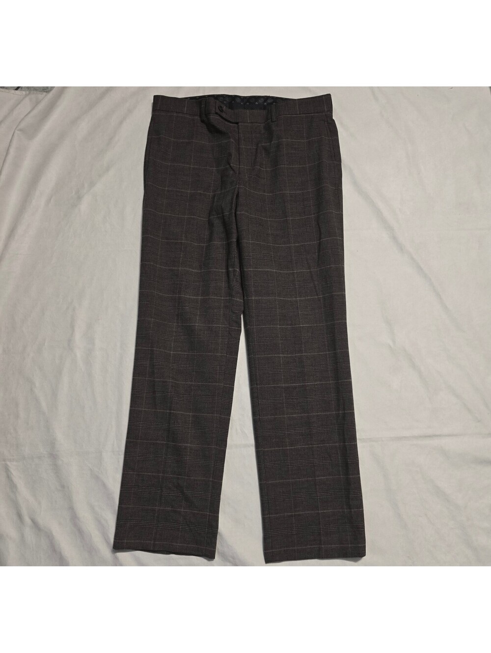Lauren Ralph Lauren Men's Brown Plaid Dress Pants Size 34W x 30L, Viscose Blend